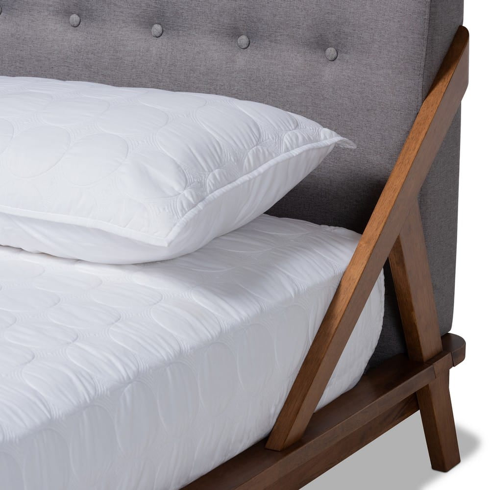 Baxton Studio - Sante Queen Size Bed in Gray/Walnut - BBT6735-Grey-Queen view 5