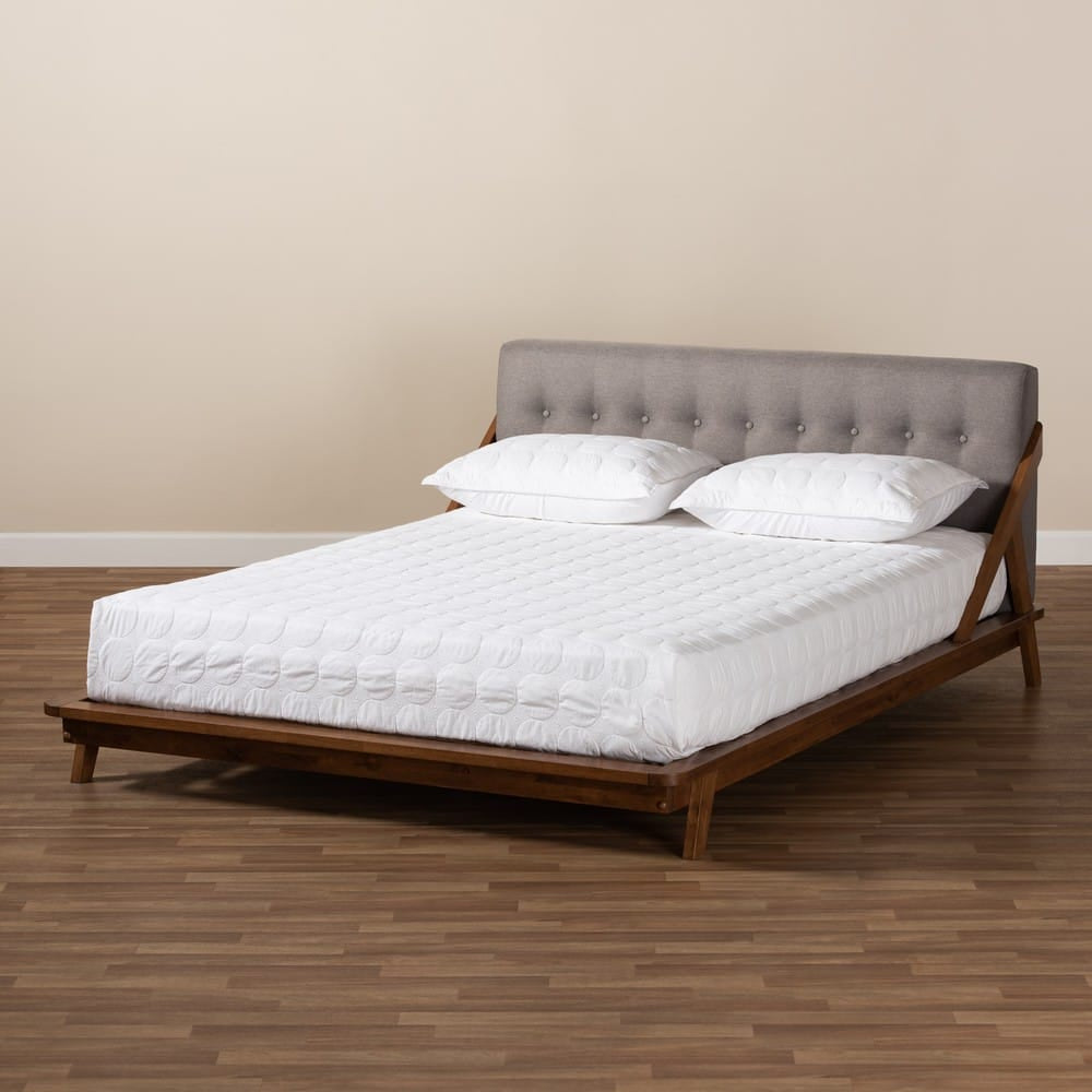 Baxton Studio - Sante Queen Size Bed in Gray/Walnut - BBT6735-Grey-Queen view 7