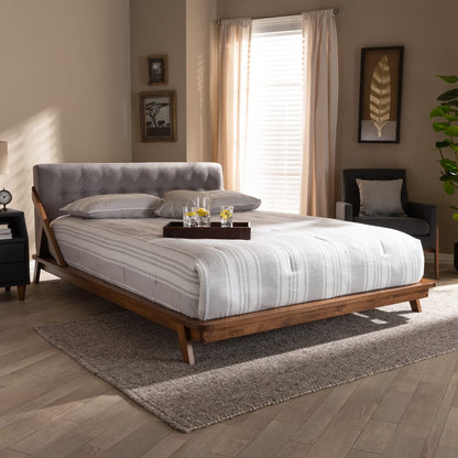Baxton Studio - Sante Queen Size Bed in Gray/Walnut - BBT6735-Grey-Queen view 8