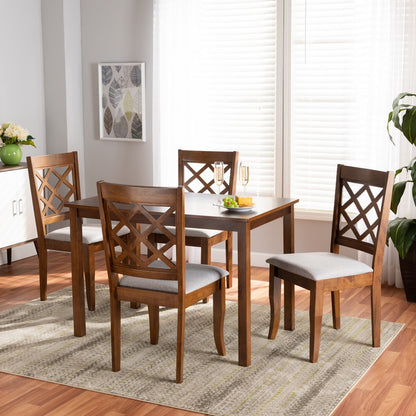 Baxton Studio - Sari Dining Set in Grey/Walnut - Sari-Grey/Walnut-5PC Dining Set view 7