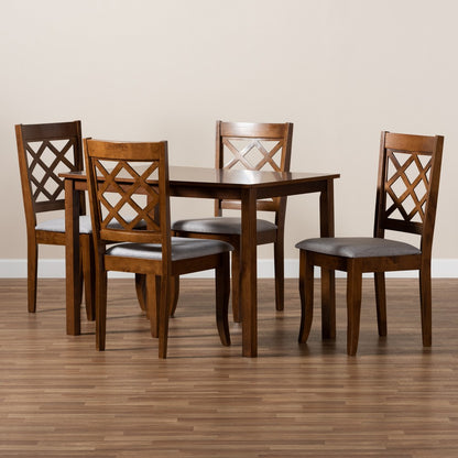 Baxton Studio - Sari Dining Set in Grey/Walnut - Sari-Grey/Walnut-5PC Dining Set view 8
