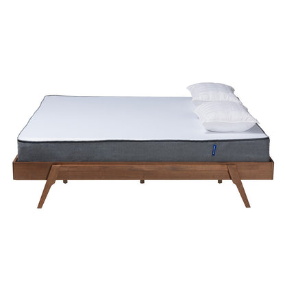 Baxton Studio - Sarita Queen Size Bed Frame in Ash Walnut - MG0094-Ash Walnut-Bed Frame-Queen view 2