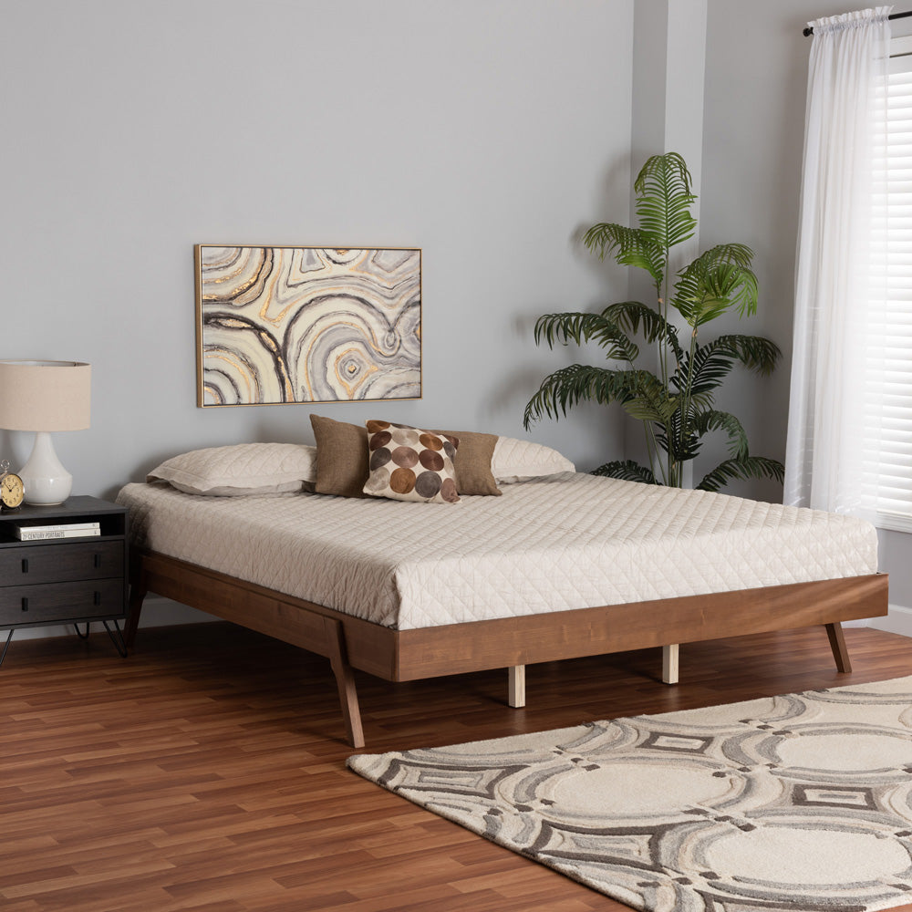 Baxton Studio - Sarita Queen Size Bed Frame in Ash Walnut - MG0094-Ash Walnut-Bed Frame-Queen view 6