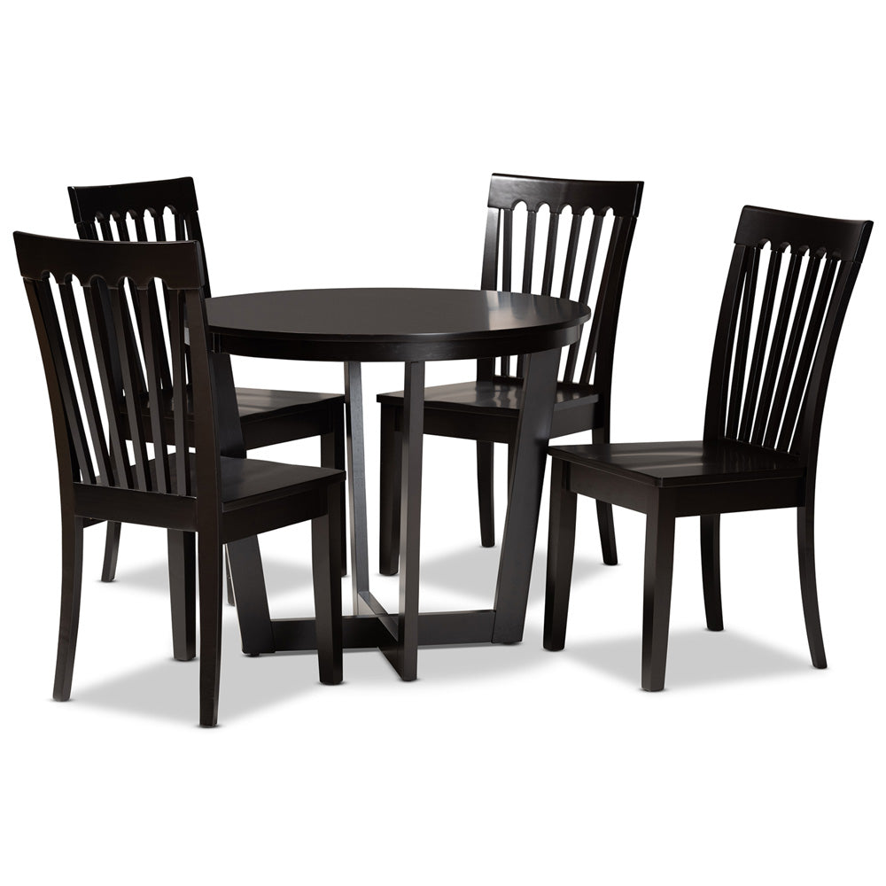 Baxton Studio - Sasa Dining Set in Dark Brown - Sasa-Dark Brown-5PC Dining Set view 1