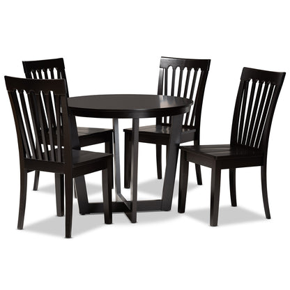Baxton Studio - Sasa Dining Set in Dark Brown - Sasa-Dark Brown-5PC Dining Set view 1