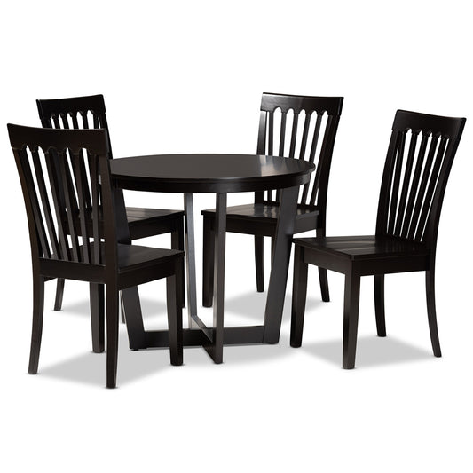 Baxton Studio - Sasa Dining Set in Dark Brown - Sasa-Dark Brown-5PC Dining Set view 1