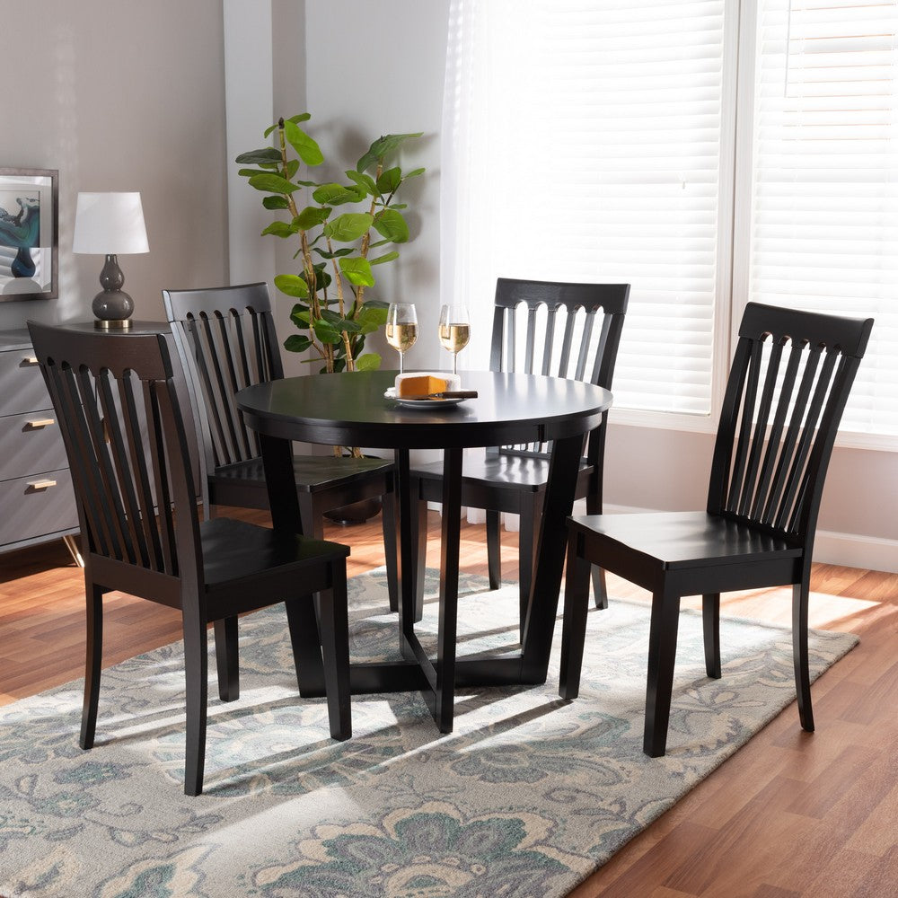 Baxton Studio - Sasa Dining Set in Dark Brown - Sasa-Dark Brown-5PC Dining Set view 7