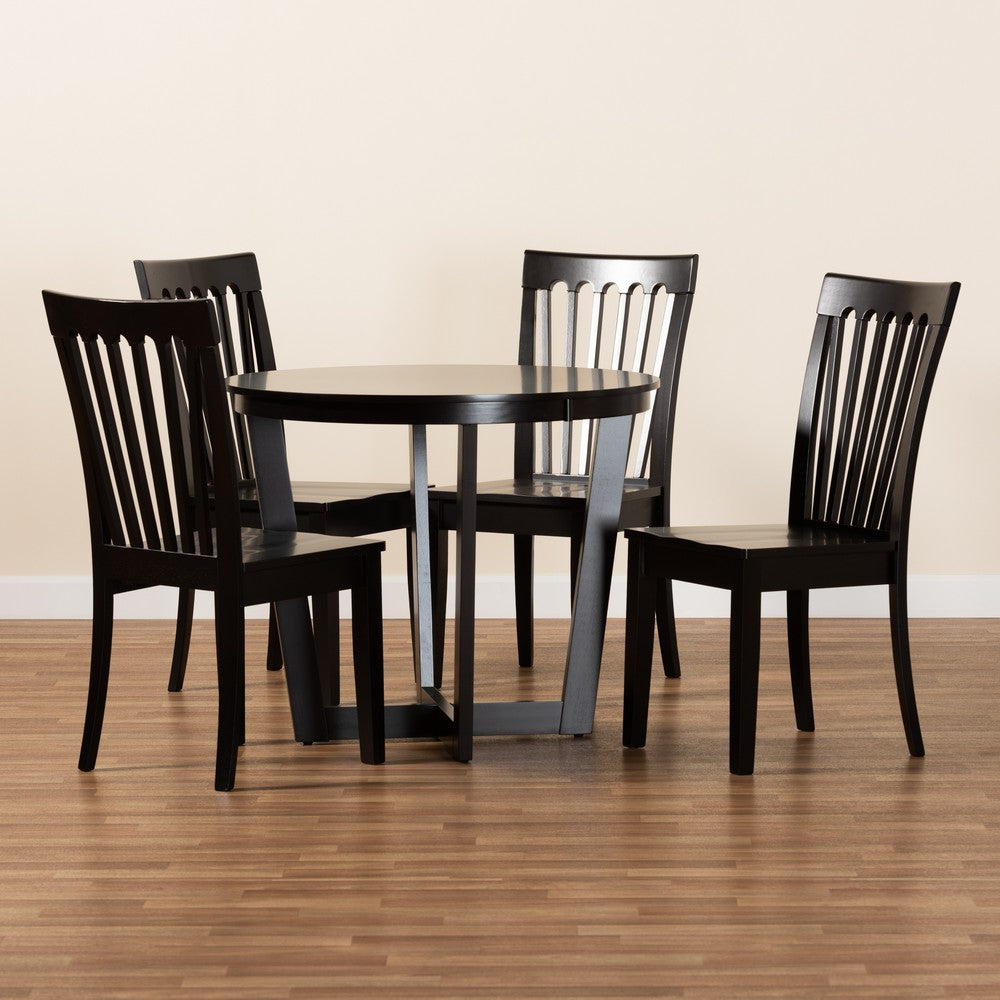 Baxton Studio - Sasa Dining Set in Dark Brown - Sasa-Dark Brown-5PC Dining Set view 8