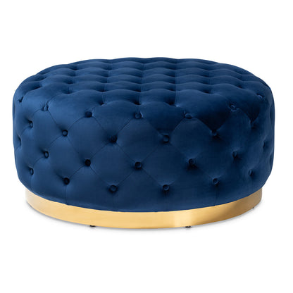 Baxton Studio - Sasha Ottoman in Royal Blue/Gold - TSF-6689-Royal Blue/Gold-Otto view 1