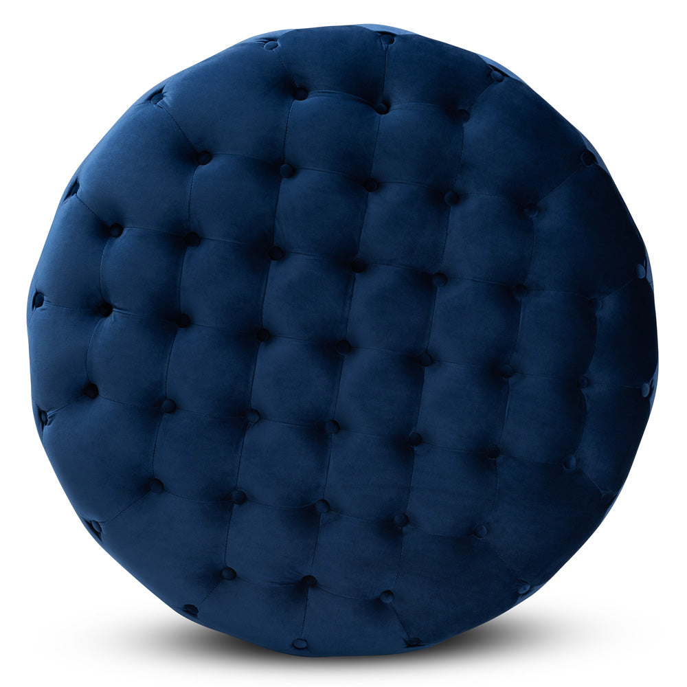 Baxton Studio - Sasha Ottoman in Royal Blue/Gold - TSF-6689-Royal Blue/Gold-Otto view 2