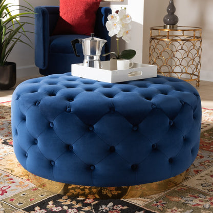Baxton Studio - Sasha Ottoman in Royal Blue/Gold - TSF-6689-Royal Blue/Gold-Otto view 4