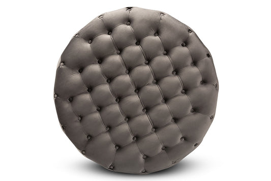 Baxton Studio - Sasha Ottoman - TSF-6689-Grey/Gold-Otto view 2