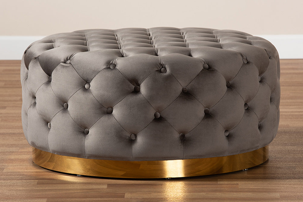 Baxton Studio - Sasha Ottoman - TSF-6689-Grey/Gold-Otto view 5