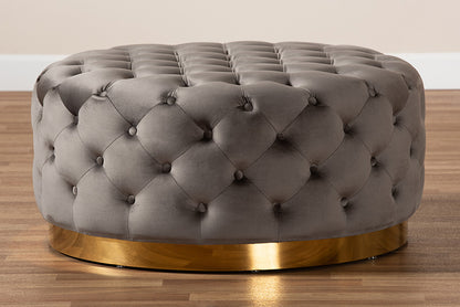 Baxton Studio - Sasha Ottoman - TSF-6689-Grey/Gold-Otto view 5