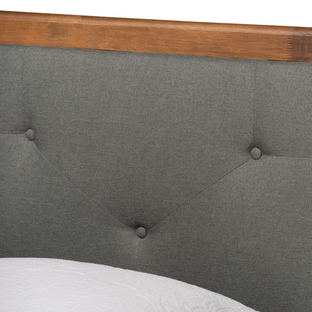 Baxton Studio - Saul Twin Size Bed in Dark Grey/Walnut Brown - Saul-Dark Grey/Walnut-Twin view 4