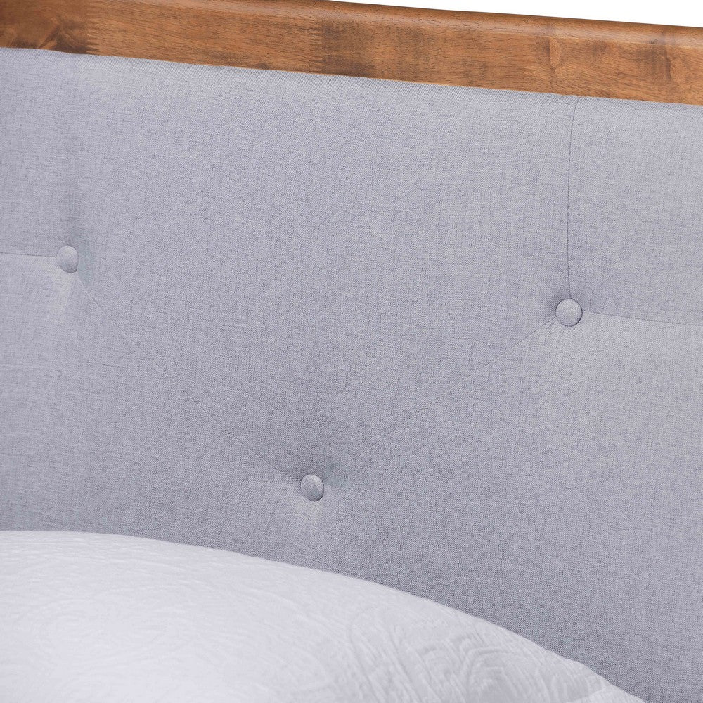 Baxton Studio - Saul Twin Size Bed in Light Grey/Walnut Brown - Saul-Light Grey/Walnut-Twin view 4
