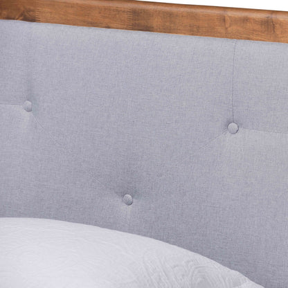 Baxton Studio - Saul Twin Size Bed in Light Grey/Walnut Brown - Saul-Light Grey/Walnut-Twin view 4