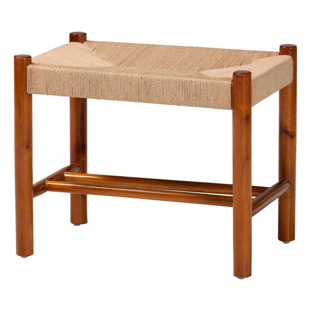Baxton Studio - Saura Bench in Natural/Oak Brown - SK9149-Oak Woven Seat-Bench view 1