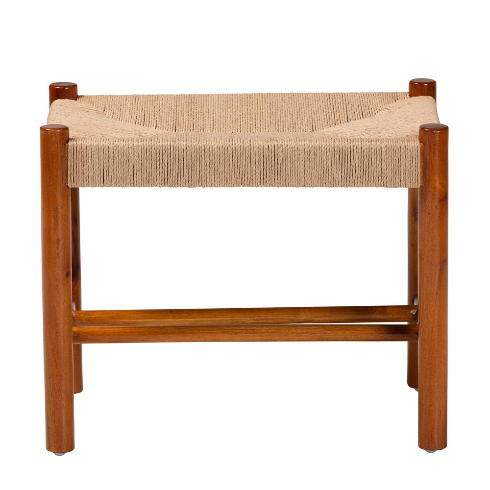 Baxton Studio - Saura Bench in Natural/Oak Brown - SK9149-Oak Woven Seat-Bench view 2