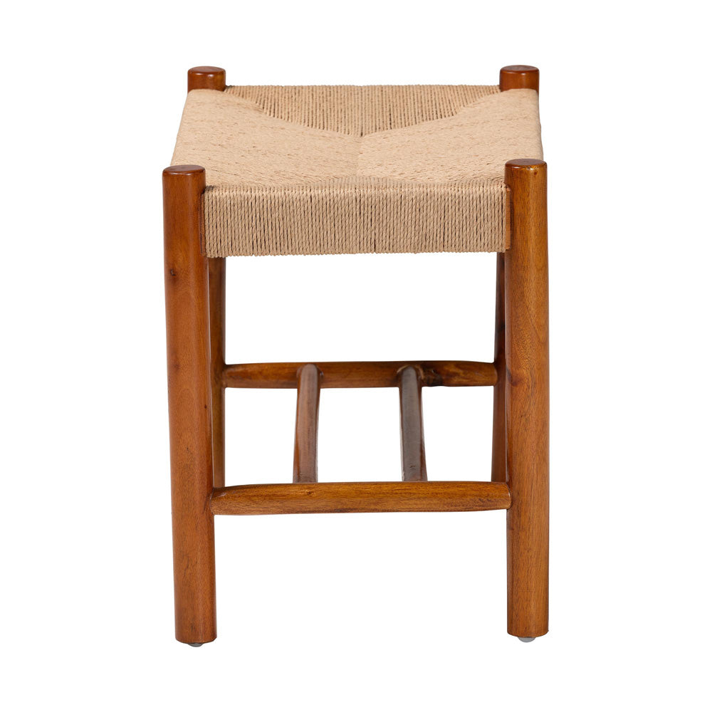 Baxton Studio - Saura Bench in Natural/Oak Brown - SK9149-Oak Woven Seat-Bench view 3