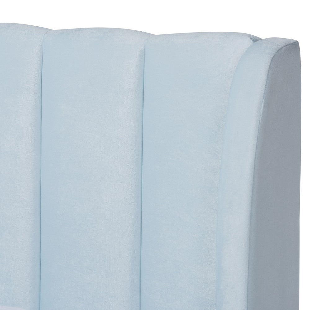 Baxton Studio - Saverio Queen Size Bed in Light Blue - BBT6765-Light Blue-Queen view 4