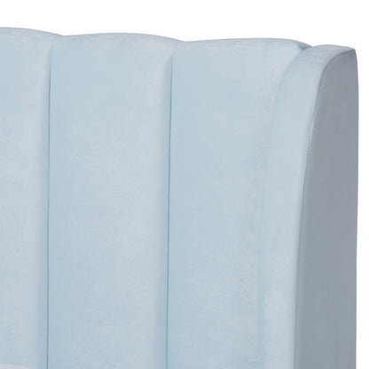 Baxton Studio - Saverio Queen Size Bed in Light Blue - BBT6765-Light Blue-Queen view 4