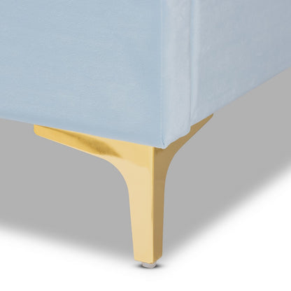 Baxton Studio - Saverio Queen Size Bed in Light Blue - BBT6765-Light Blue-Queen view 5