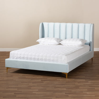 Baxton Studio - Saverio Queen Size Bed in Light Blue - BBT6765-Light Blue-Queen view 6