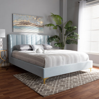 Baxton Studio - Saverio Queen Size Bed in Light Blue - BBT6765-Light Blue-Queen view 7