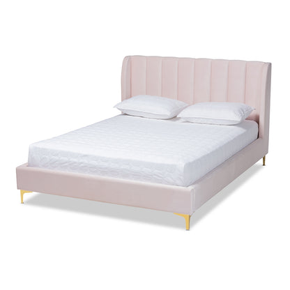 Baxton Studio - Saverio Queen Size Bed in Light Pink - BBT6765-Light Pink-Queen view 1