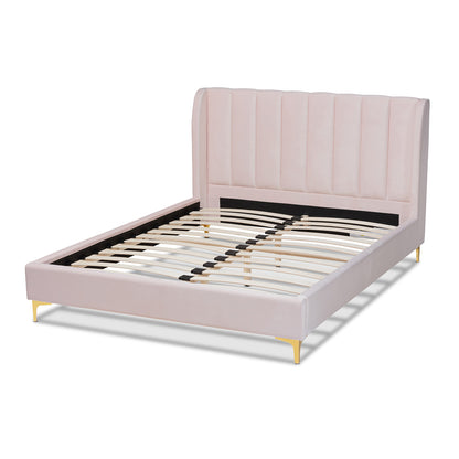Baxton Studio - Saverio Queen Size Bed in Light Pink - BBT6765-Light Pink-Queen view 3