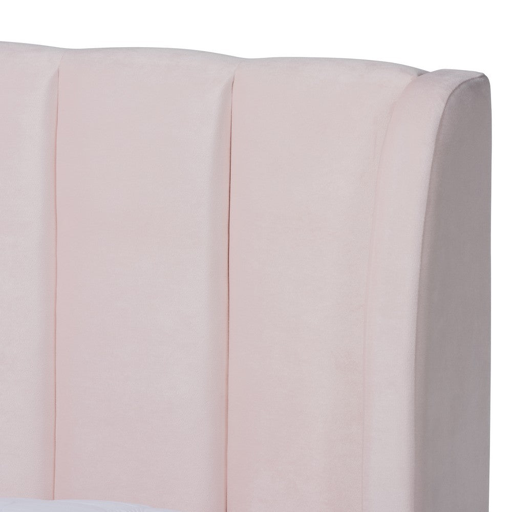 Baxton Studio - Saverio Queen Size Bed in Light Pink - BBT6765-Light Pink-Queen view 4