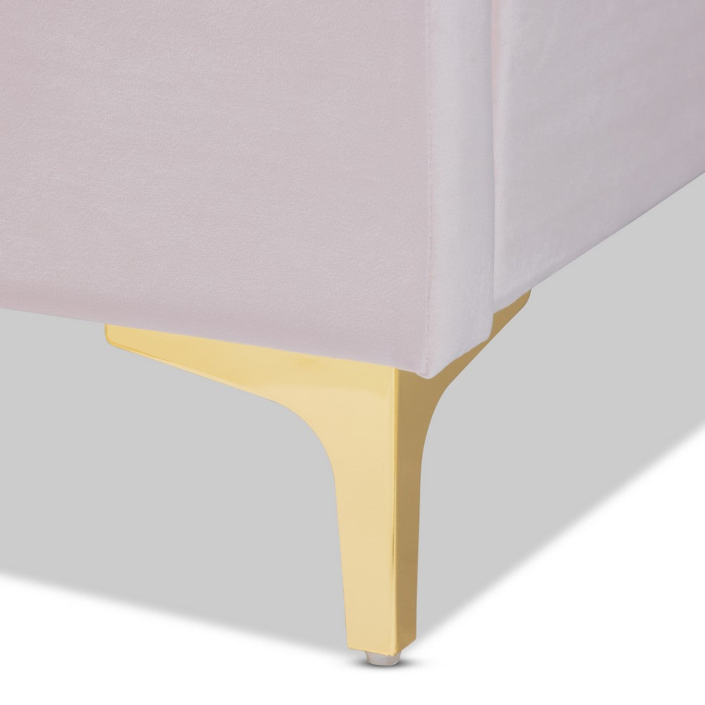 Baxton Studio - Saverio Queen Size Bed in Light Pink - BBT6765-Light Pink-Queen view 5