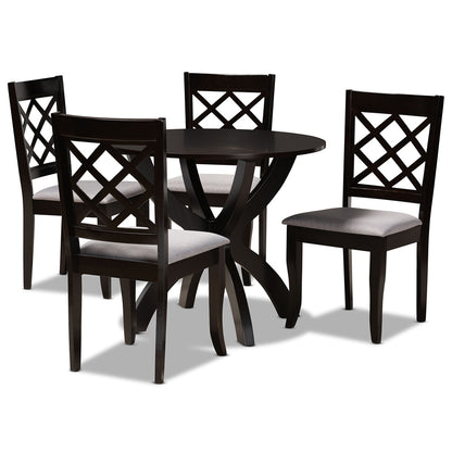 Baxton Studio - Savina Dining Set in Grey/Dark Brown - Savina-Grey/Dark Brown-5PC Dining Set view 1