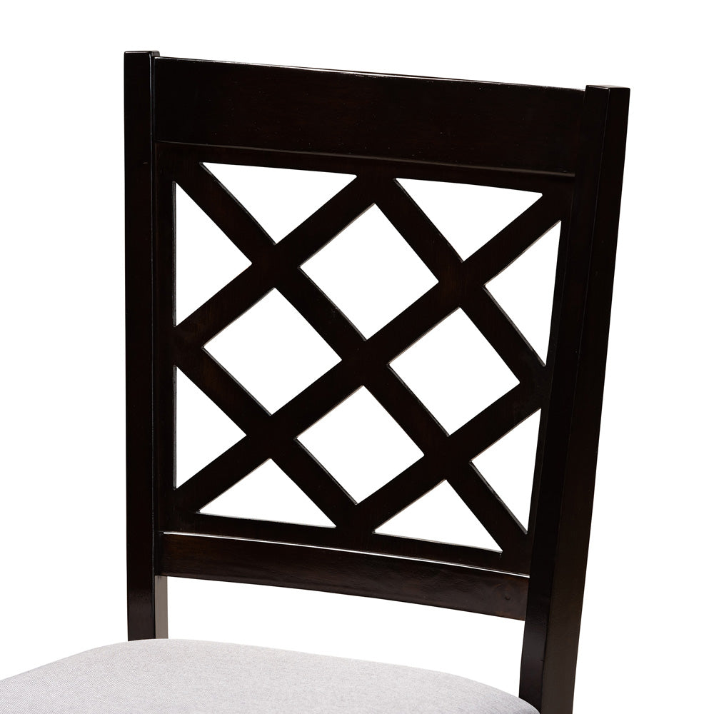 Baxton Studio - Savina Dining Set in Grey/Dark Brown - Savina-Grey/Dark Brown-5PC Dining Set view 5