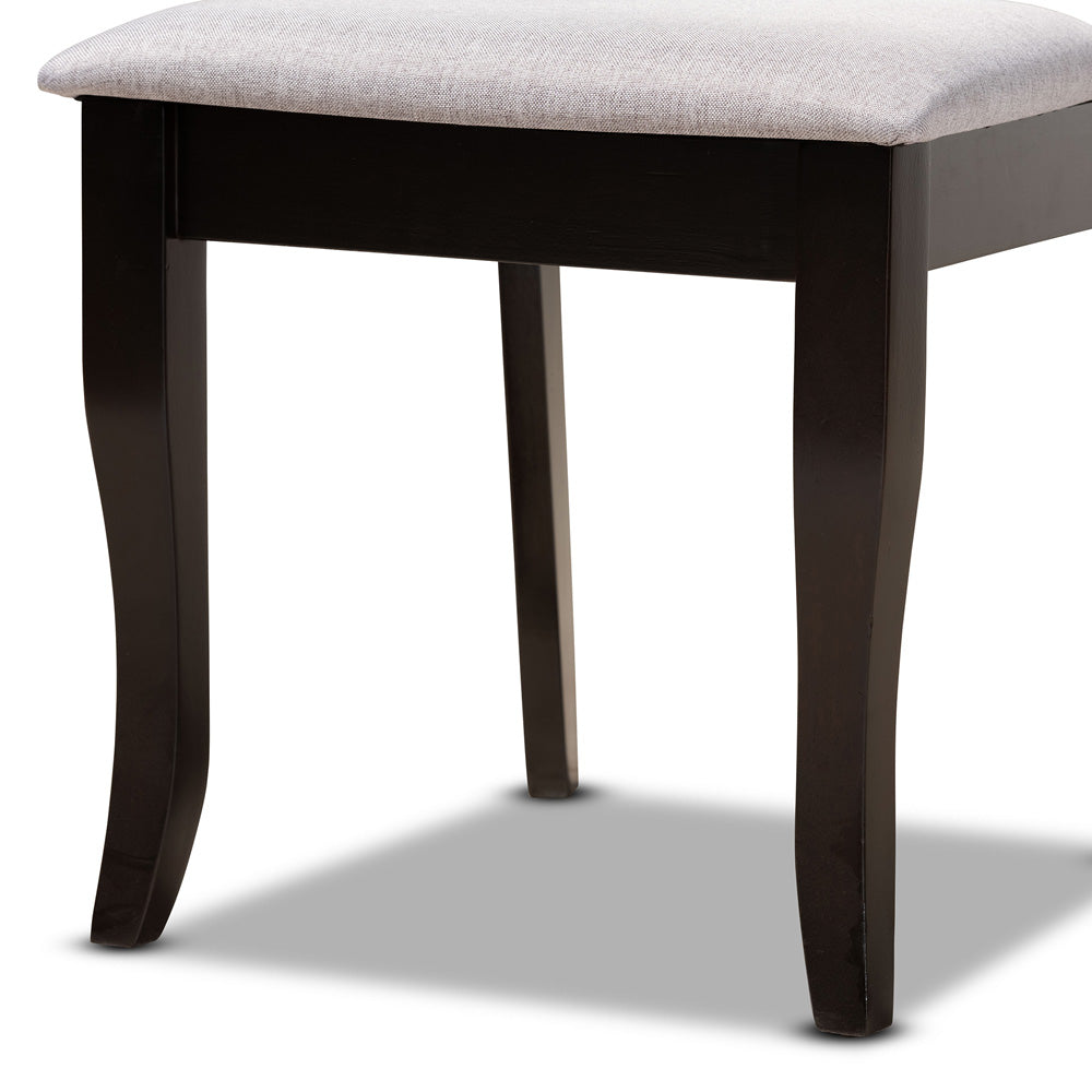 Baxton Studio - Savina Dining Set in Grey/Dark Brown - Savina-Grey/Dark Brown-5PC Dining Set view 6