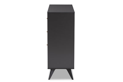 Baxton Studio - SaviNo Wine Cabinet - SEWC16003WI-Dark Grey/Hana Oak view 4