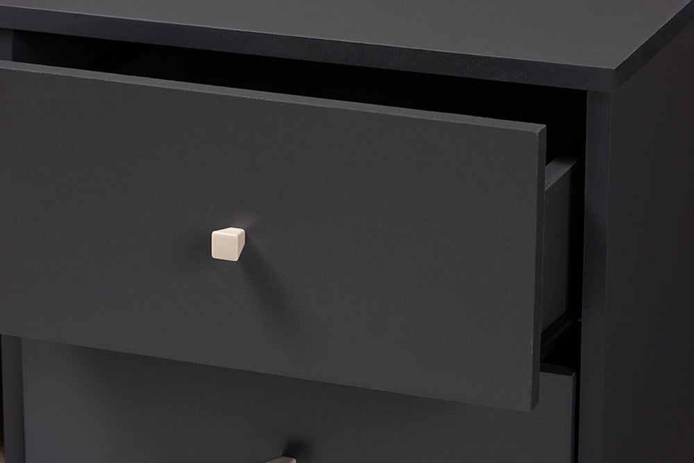 Baxton Studio - SaviNo Wine Cabinet - SEWC16003WI-Dark Grey/Hana Oak view 6