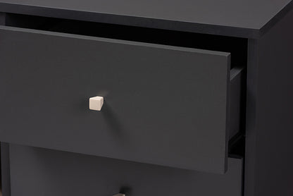 Baxton Studio - SaviNo Wine Cabinet - SEWC16003WI-Dark Grey/Hana Oak view 6