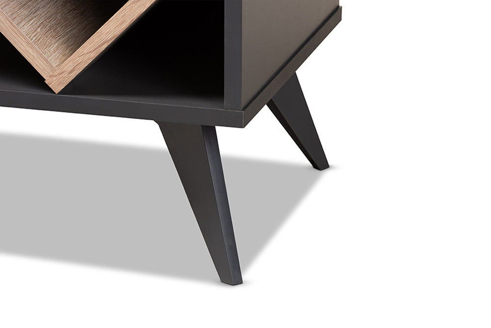 Baxton Studio - SaviNo Wine Cabinet - SEWC16003WI-Dark Grey/Hana Oak view 7