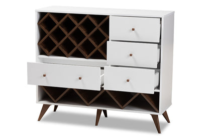 Baxton Studio - SaviNo Wine Cabinet - SEWC16003WI-White/Columbia view 2