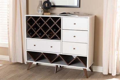Baxton Studio - SaviNo Wine Cabinet - SEWC16003WI-White/Columbia view 5