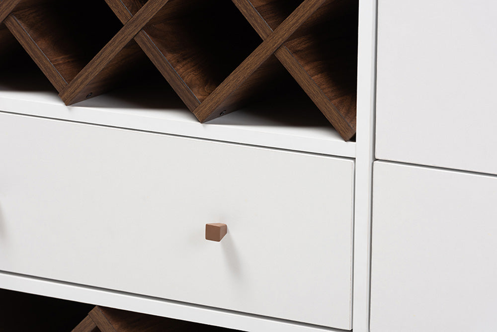 Baxton Studio - SaviNo Wine Cabinet - SEWC16003WI-White/Columbia view 6