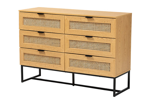 Baxton Studio - Sawyer Storage Cabinet - LCF20220221-Oak Brown-6DW-Cabinet view 1