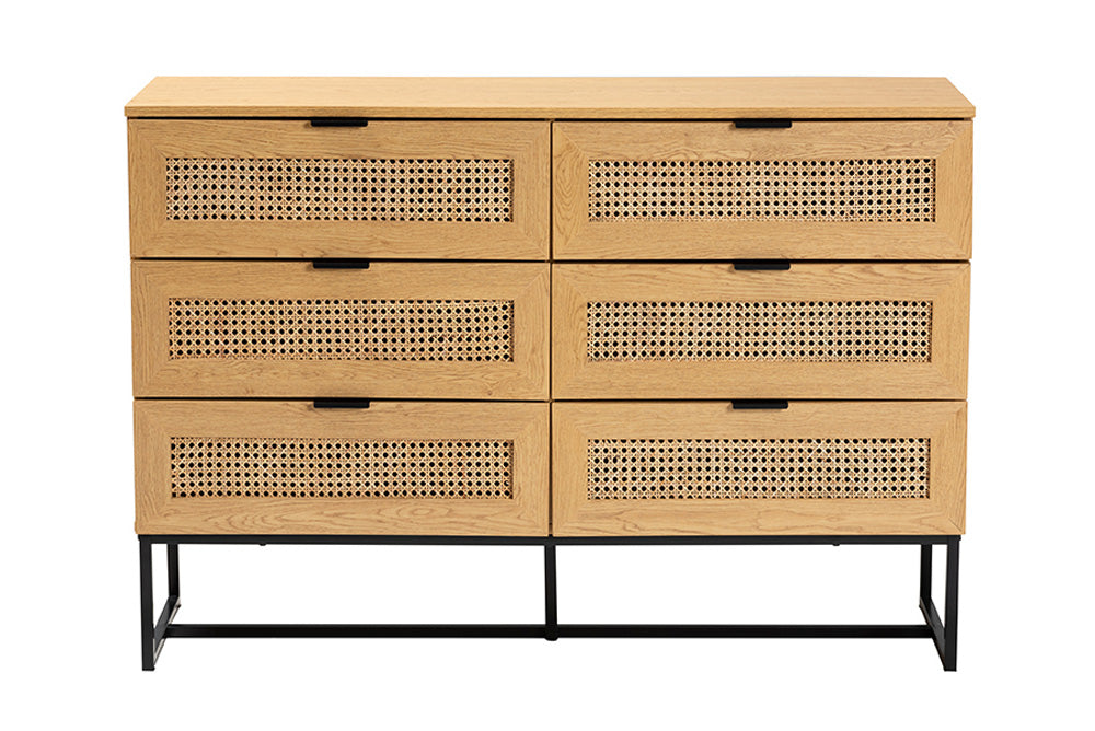 Baxton Studio - Sawyer Storage Cabinet - LCF20220221-Oak Brown-6DW-Cabinet view 3