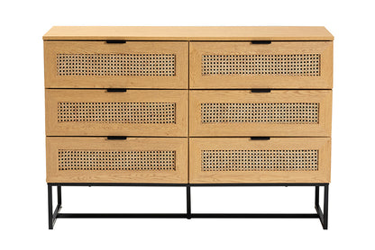 Baxton Studio - Sawyer Storage Cabinet - LCF20220221-Oak Brown-6DW-Cabinet view 3