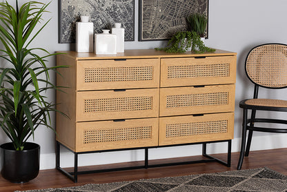 Baxton Studio - Sawyer Storage Cabinet - LCF20220221-Oak Brown-6DW-Cabinet view 5