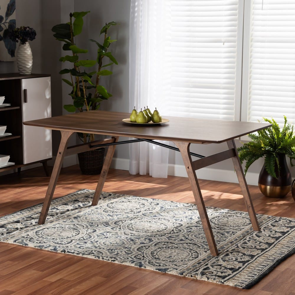 Baxton Studio - Saxton Dining Table in Walnut Brown/Black - RDT347-Walnut-DT view 6