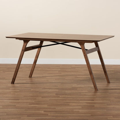Baxton Studio - Saxton Dining Table in Walnut Brown/Black - RDT347-Walnut-DT view 7