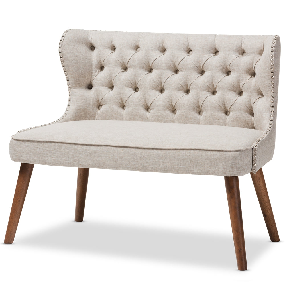 Baxton Studio - Scarlett Loveseat in Light Beige/Walnut Brown - BBT8017-LS-Beige-H1217-3 view 1